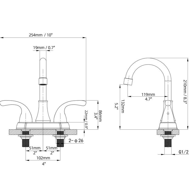 FRANSITON Centerset Faucet 2handle Bathroom Faucet with Drain Assembly